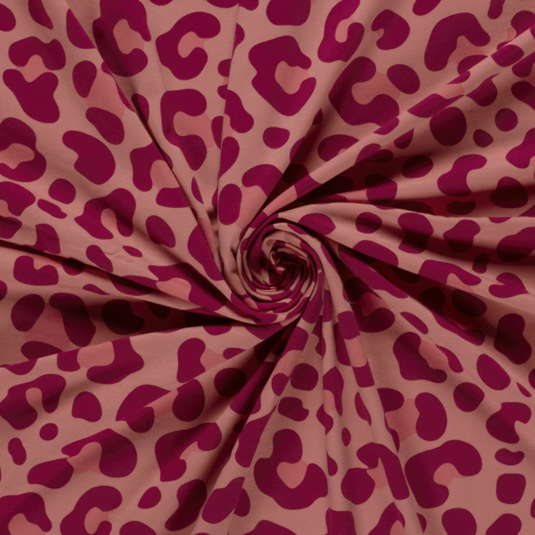 Jersey de Coton tissu imprimé Panther Vieux rose