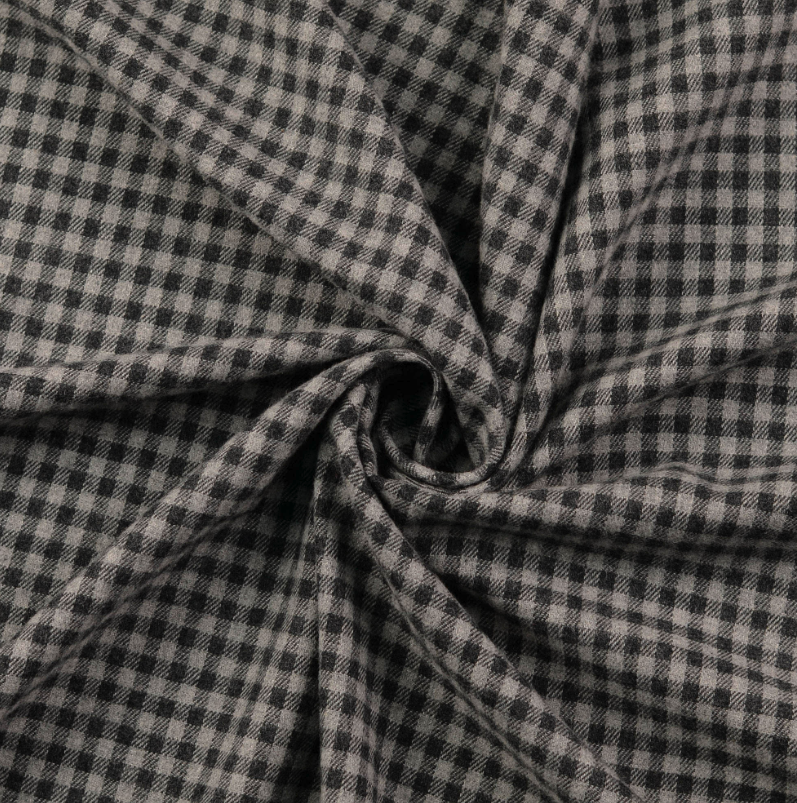 Flanelle tissu Petits Carreaux Gris Gris