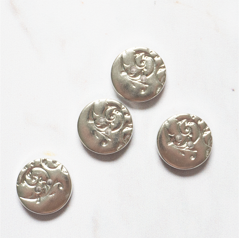 BOUTONS ABS MÉTAL ARGENTÉ 18mm