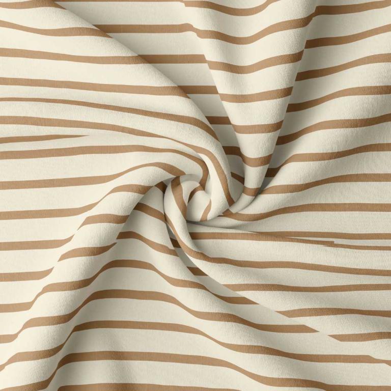 JERSEY DE COTON MARINIÈRE ÉCRU/CAMEL
