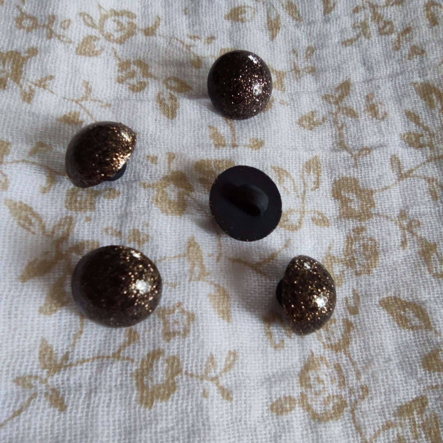 Bouton boule noir paillettes 12mm
