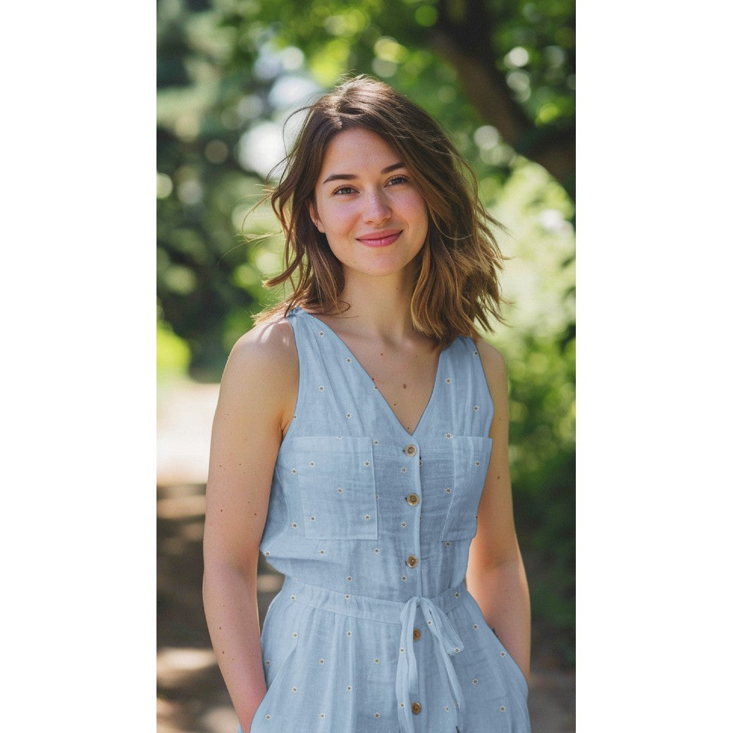 COTON BRODÉ FLEURS DE PRINTEMPS