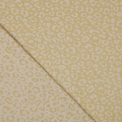 DOUBLE GAZE DE COTON JACQUARD PEAU D’ANIMAL - JAUNE/ÉCRU