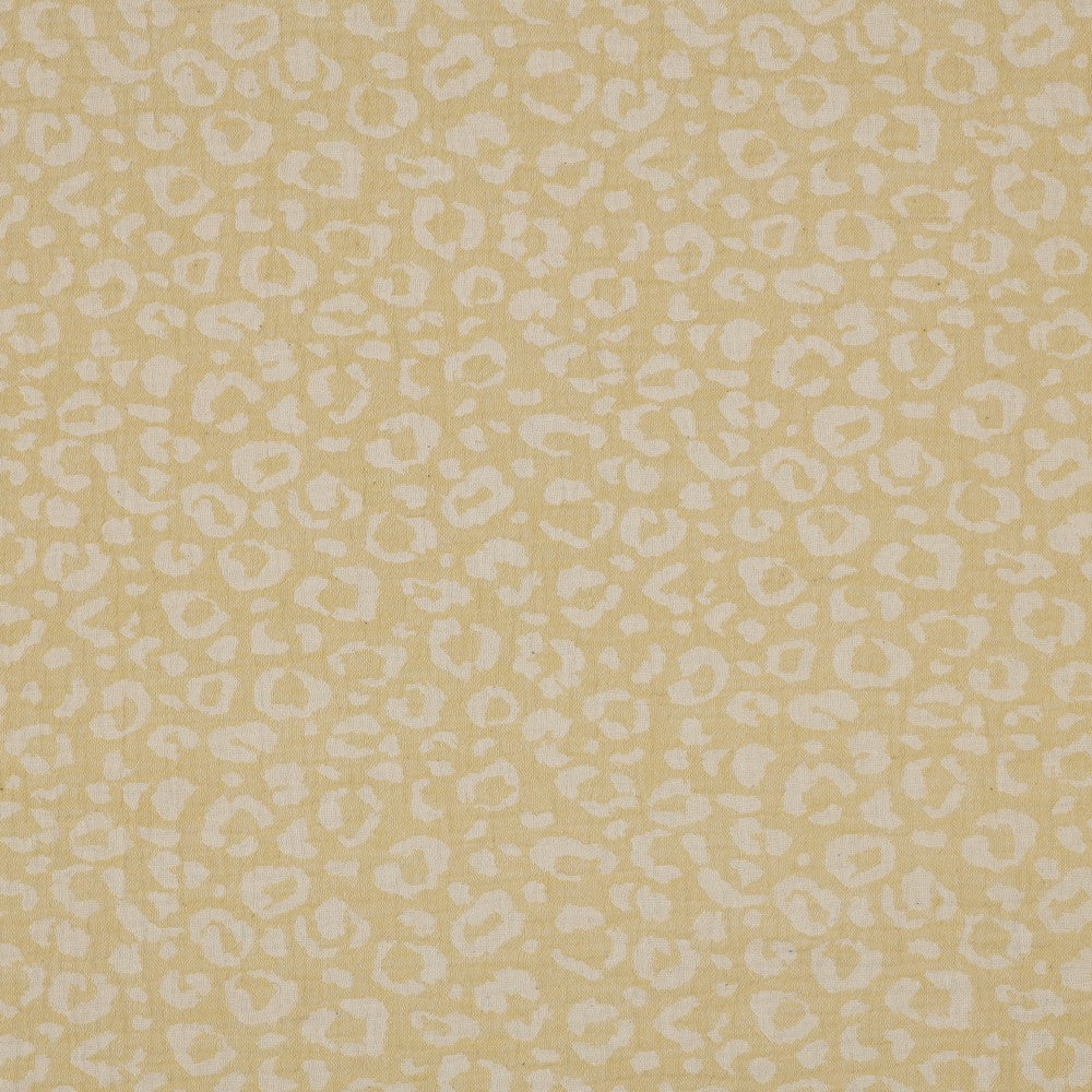 DOUBLE GAZE DE COTON JACQUARD PEAU D’ANIMAL - JAUNE/ÉCRU
