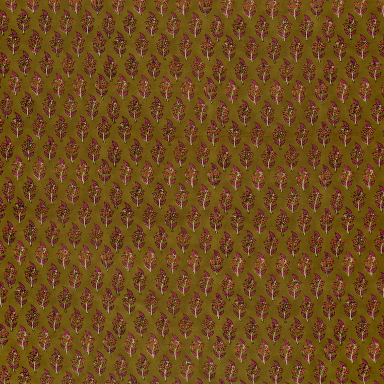 VOILE DE COTON fleurs Vert Olive