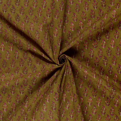 VOILE DE COTON fleurs Vert Olive