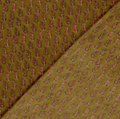 VOILE DE COTON fleurs Vert Olive