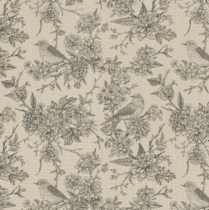 Double gaze imprimé fleurs Gris