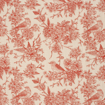 Double gaze imprimé fleurs Rouge