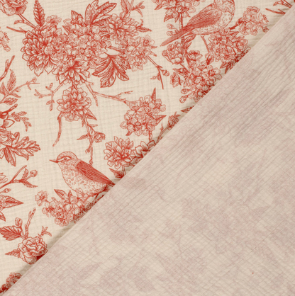Double gaze imprimé fleurs Rouge