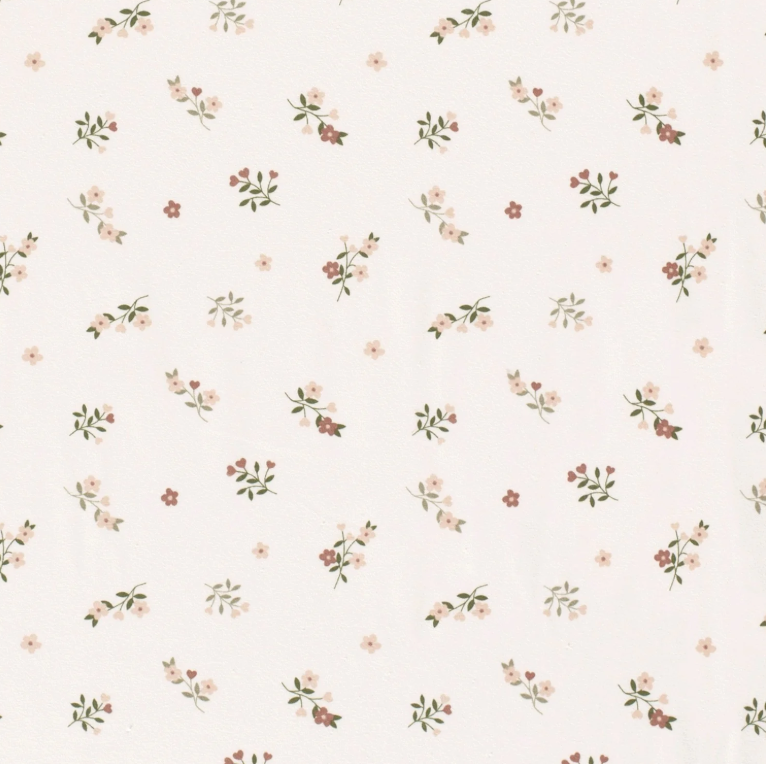 Jersey de Coton tissu imprimé fleurs Blanc cassé