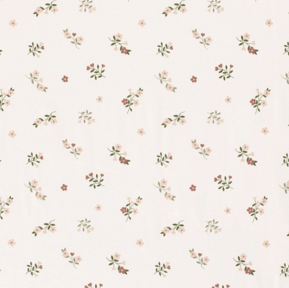 Jersey de Coton tissu imprimé fleurs Blanc cassé