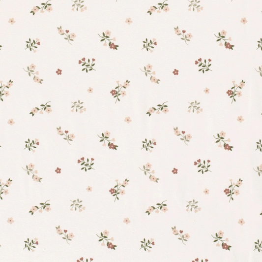 Jersey de Coton tissu imprimé fleurs Blanc cassé