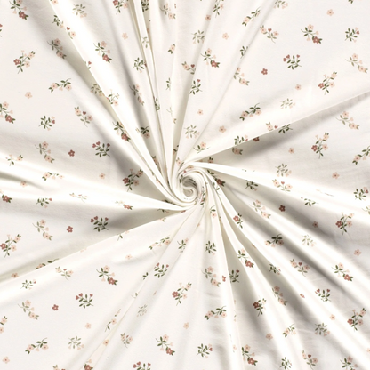 Jersey de Coton tissu imprimé fleurs Blanc cassé