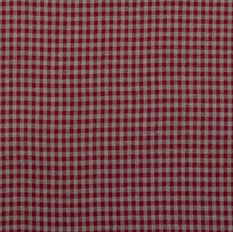 Flanelle tissu Petits Carreaux framboise gris