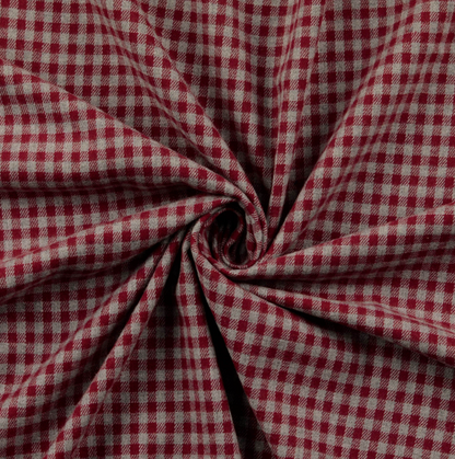 Flanelle tissu Petits Carreaux framboise gris