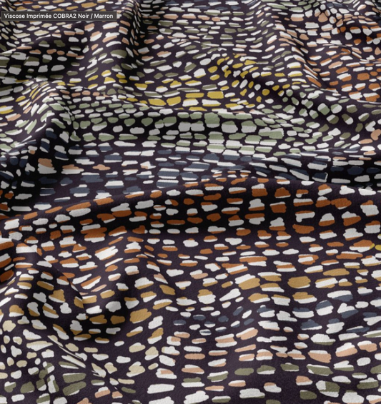 Viscose Imprimée COBRA2 Noir / Marron