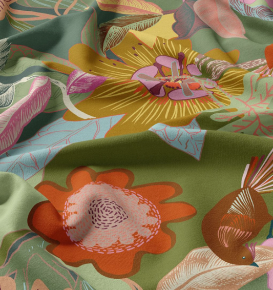 Viscose Imprimée XODIUS Vert / Rose