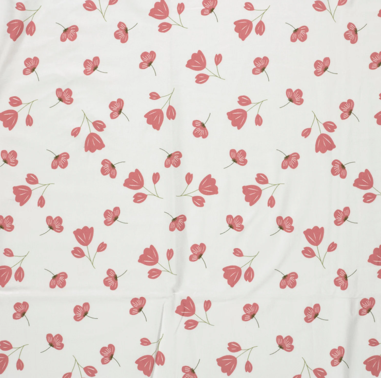 Jersey de Coton LAURE fleurs Blanc cassé