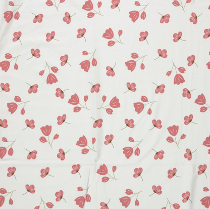 Jersey de Coton LAURE fleurs Blanc cassé