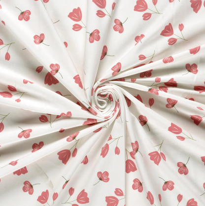 Jersey de Coton LAURE fleurs Blanc cassé