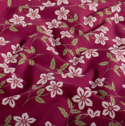 Jersey de Coton EMILIE imprimé fleurs Bordeaux