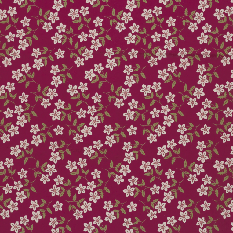 Jersey de Coton EMILIE imprimé fleurs Bordeaux