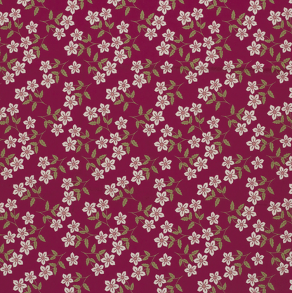 Jersey de Coton EMILIE imprimé fleurs Bordeaux