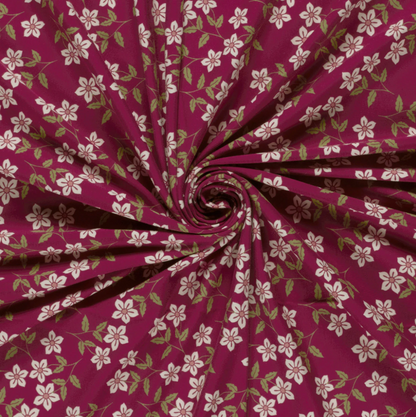 Jersey de Coton EMILIE imprimé fleurs Bordeaux