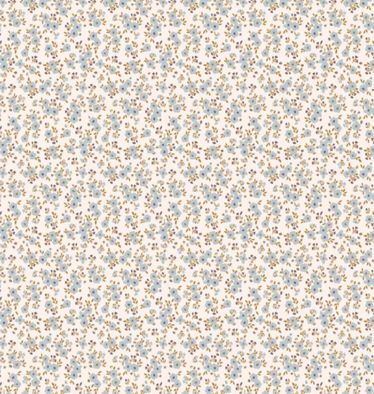 Popeline Imprimée CAPRI Ecru / Baltique