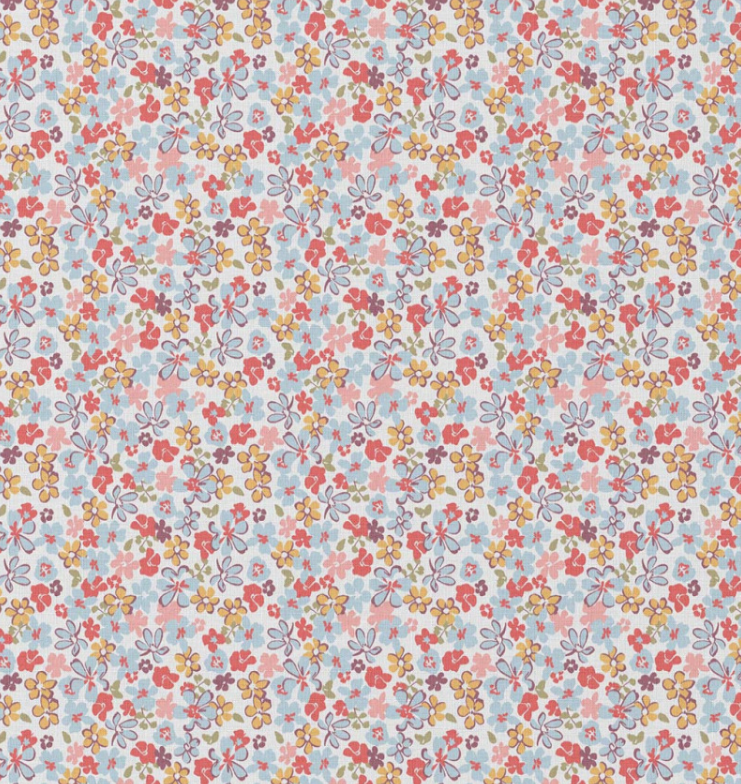 Coton Imprimé JOANN Bleu / Rose