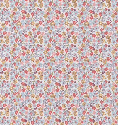 Coton Imprimé JOANN Bleu / Rose