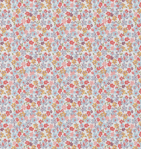 Coton Imprimé JOANN Bleu / Rose