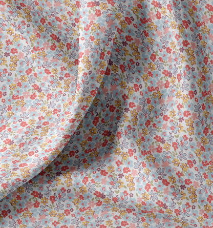 Coton Imprimé JOANN Bleu / Rose