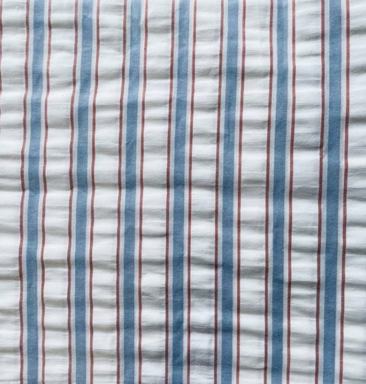 Seersucker SAM Blanc Casse / Bleu
