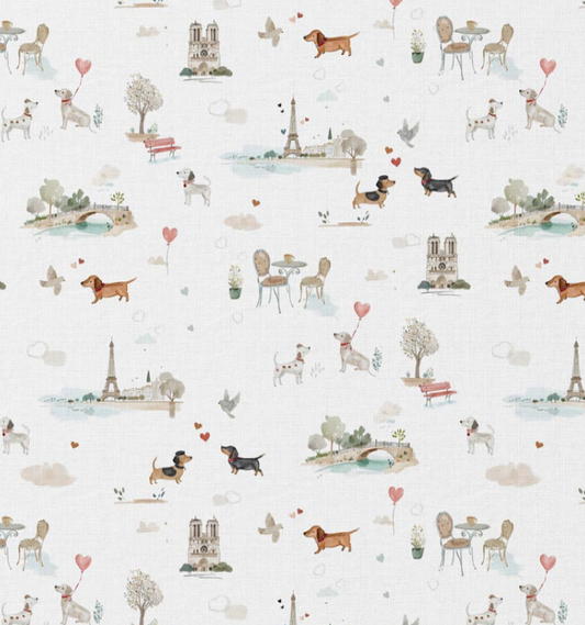 Coton imprimé Digital TITIDPARIS Beige / Bleu