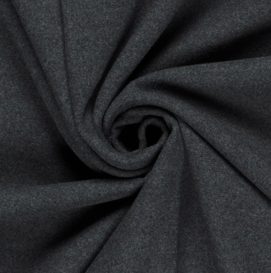 TISSUS MANTEAU TOUCHÉ LAINE tissu brossé Unicolore Gris foncé