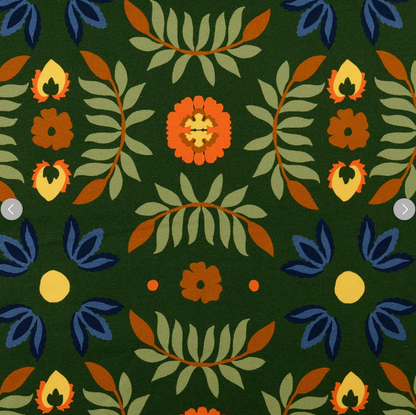 French Terry tissu imprimé numérique fleurs Vert