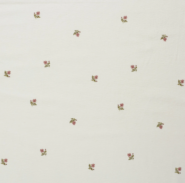 Flanelle tissu imprimé fleurs Blanc cassé