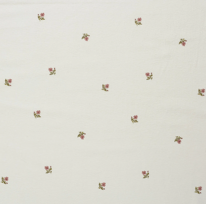 Flanelle tissu imprimé fleurs Blanc cassé