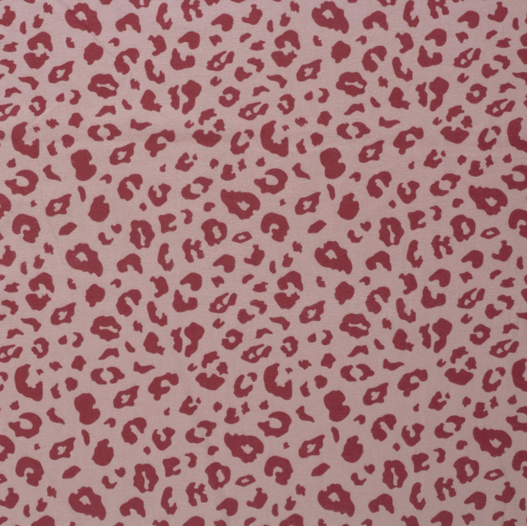 COUPON 1M Flanelle tissu imprimé léopards Rose clair