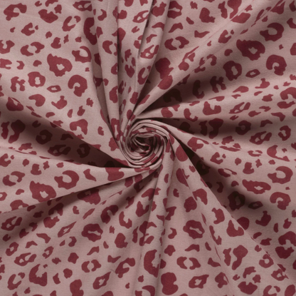 COUPON 1M Flanelle tissu imprimé léopards Rose clair