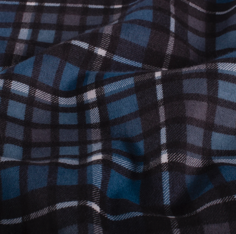 Flanelle tissu imprimé Carreaux Bleu Marine