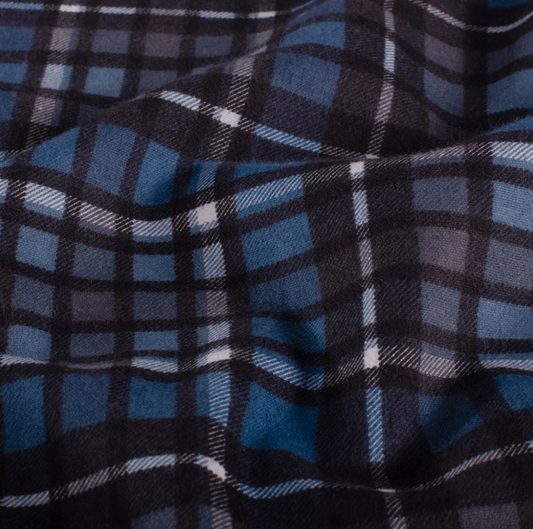 Flanelle tissu imprimé Carreaux Bleu Marine