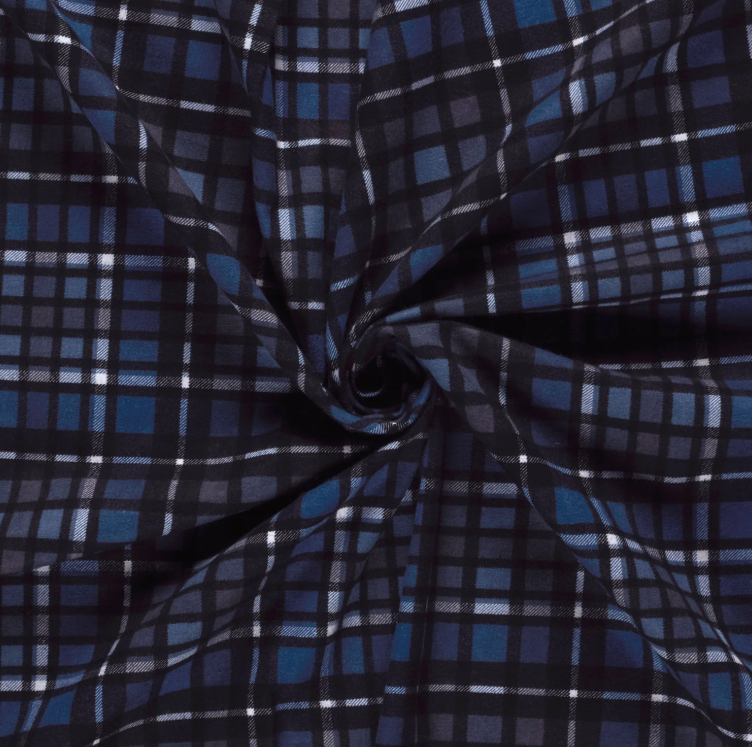 Flanelle tissu imprimé Carreaux Bleu Marine
