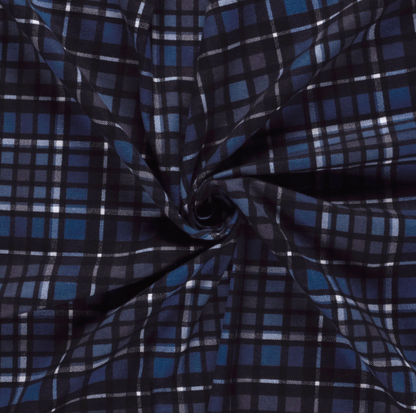 Flanelle tissu imprimé Carreaux Bleu Marine