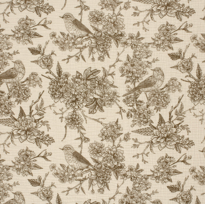 Double gaze imprimé fleurs Taupe