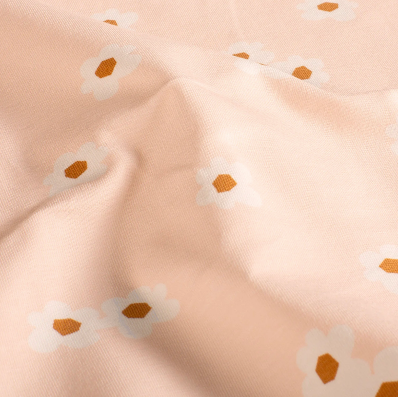 JERSEY COTON FLEURS ROSE