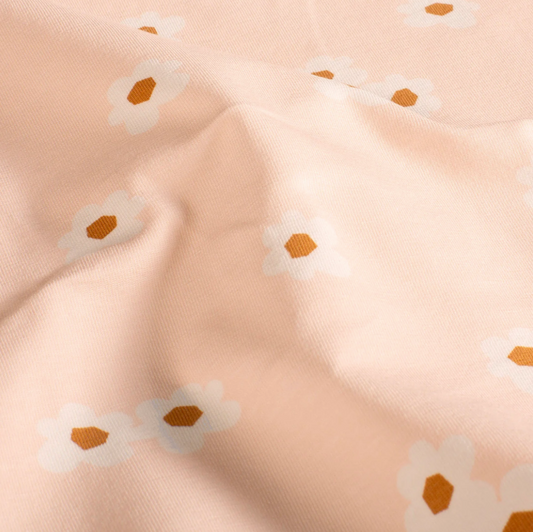 JERSEY COTON FLEURS ROSE